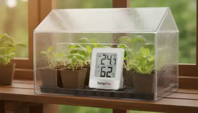 Optimales Klima: Das Thermo-Hygrometer im Mini-Gewächshaus